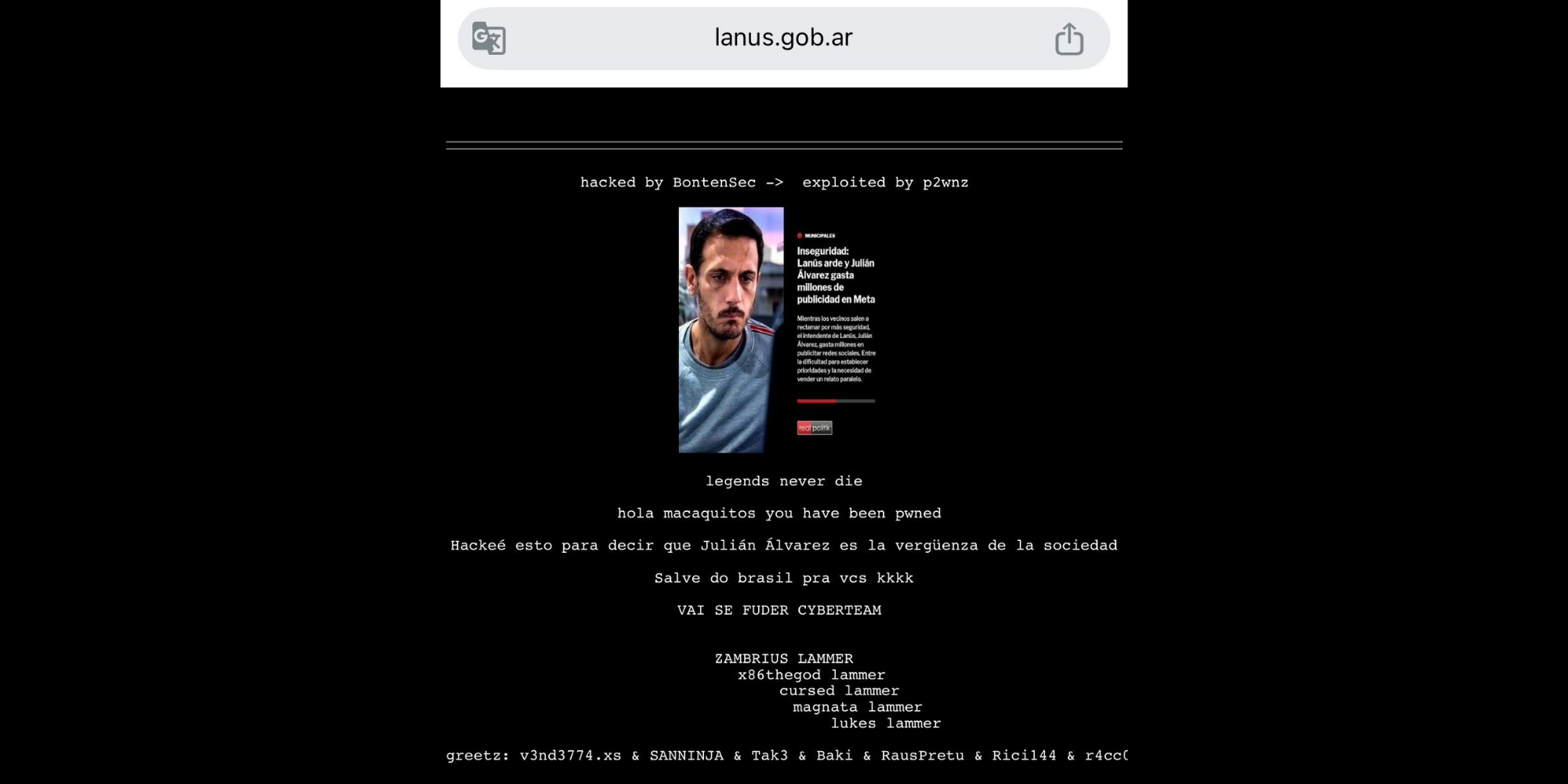 Hackeo a la web oficial del Municipio de Lanús: Alarma por los datos de los vecinos